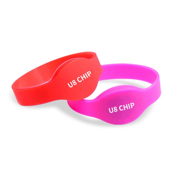 TRSB01-00 silicone rfid wristband size red and neon pink