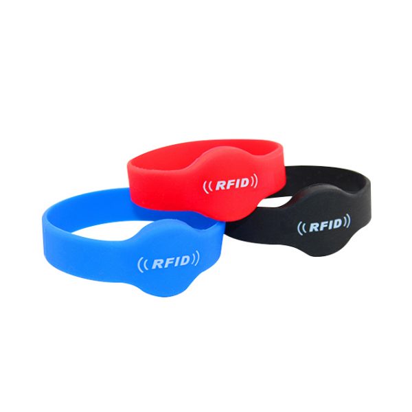 TRSB01-004 silicone rfid wristband blue red black color