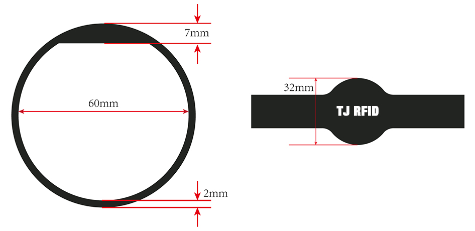 TRSB01-004 silicone rfid wristband size