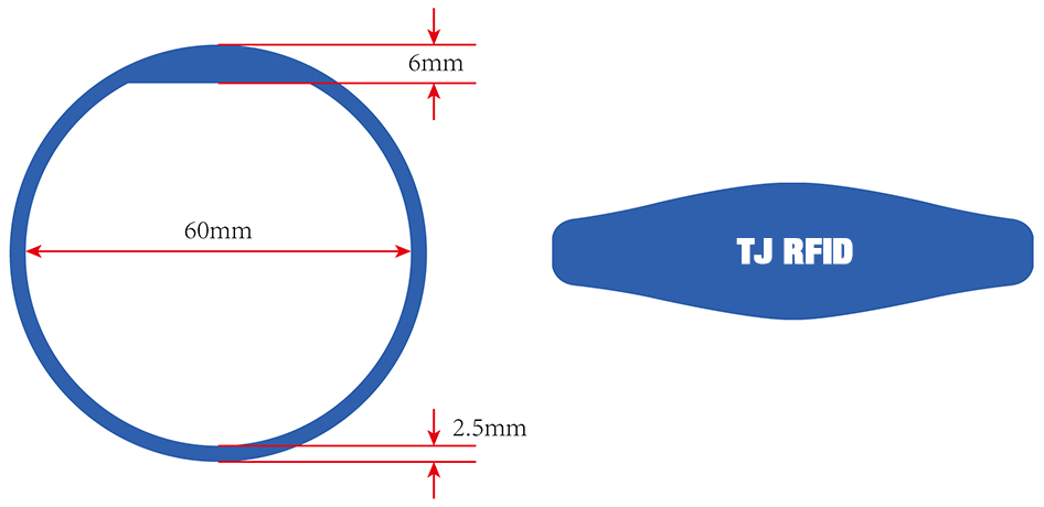 TRSB01-007 silicone rfid wristband size