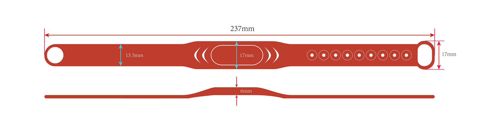 TRSB02-002 adjustable RFID silicone wristband size
